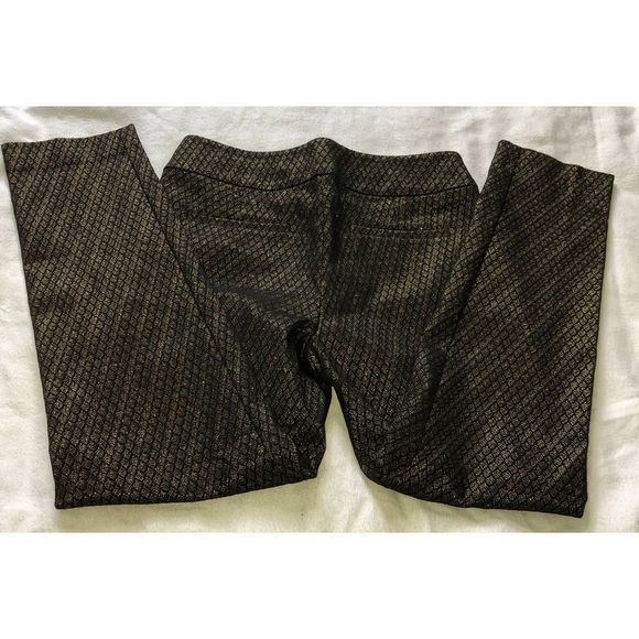 Ann Taylor Loft Black and Gold Marisa Style Lined Slacks- 2 - Picture 2 of 13